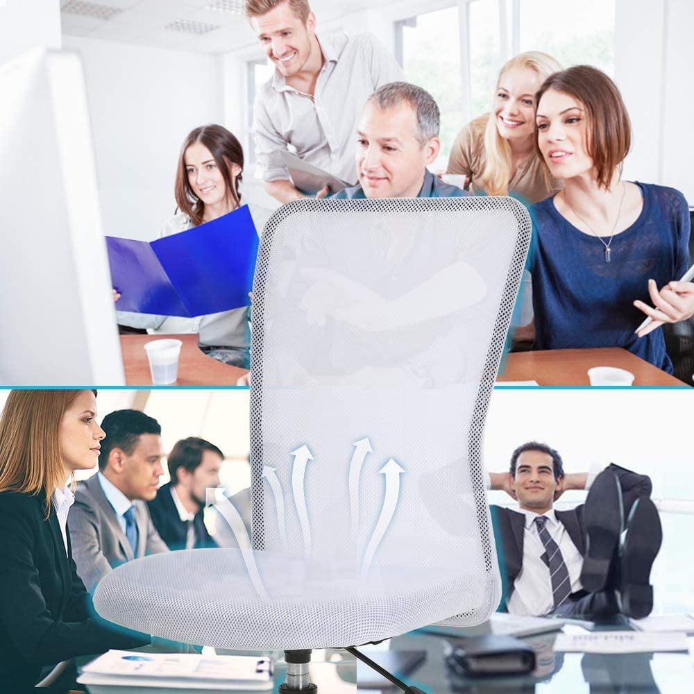 BestOffice Ergonomic Office Chair, Lumbar Support, Swivel Rolling for Men, Women, 4 Pack(White)