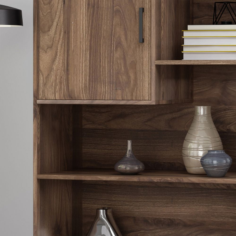 Zoeye 6 Cube Wood Storage Cabinet with Door and 4 Shelves, Unit Freestanding Display Shelves, Dark Brown