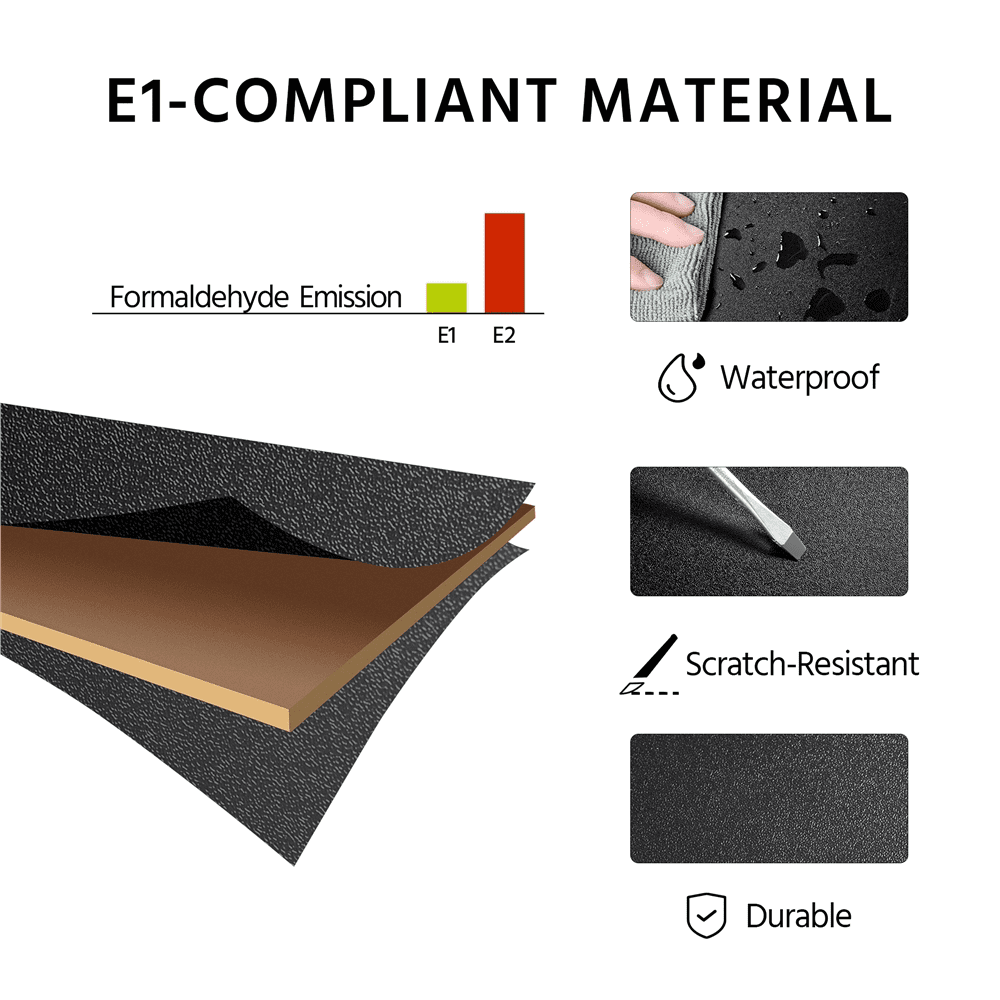 Alden Design 3 Tiers Computer Desk with Charging Station Printer Shelf for Home Office, Black