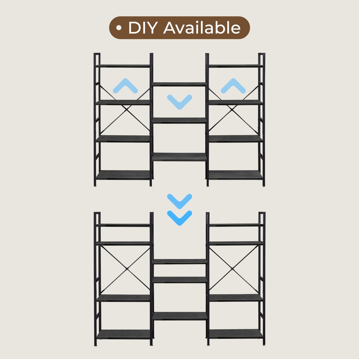 Extra Savings! 4 Tiers Industrial Bookcase and Bookshelf, Metal Wood 11 Display Shelves, Large Book Shelf for Living Room, Storage Shelf Organizer, Book Case in Black - Walmart.com