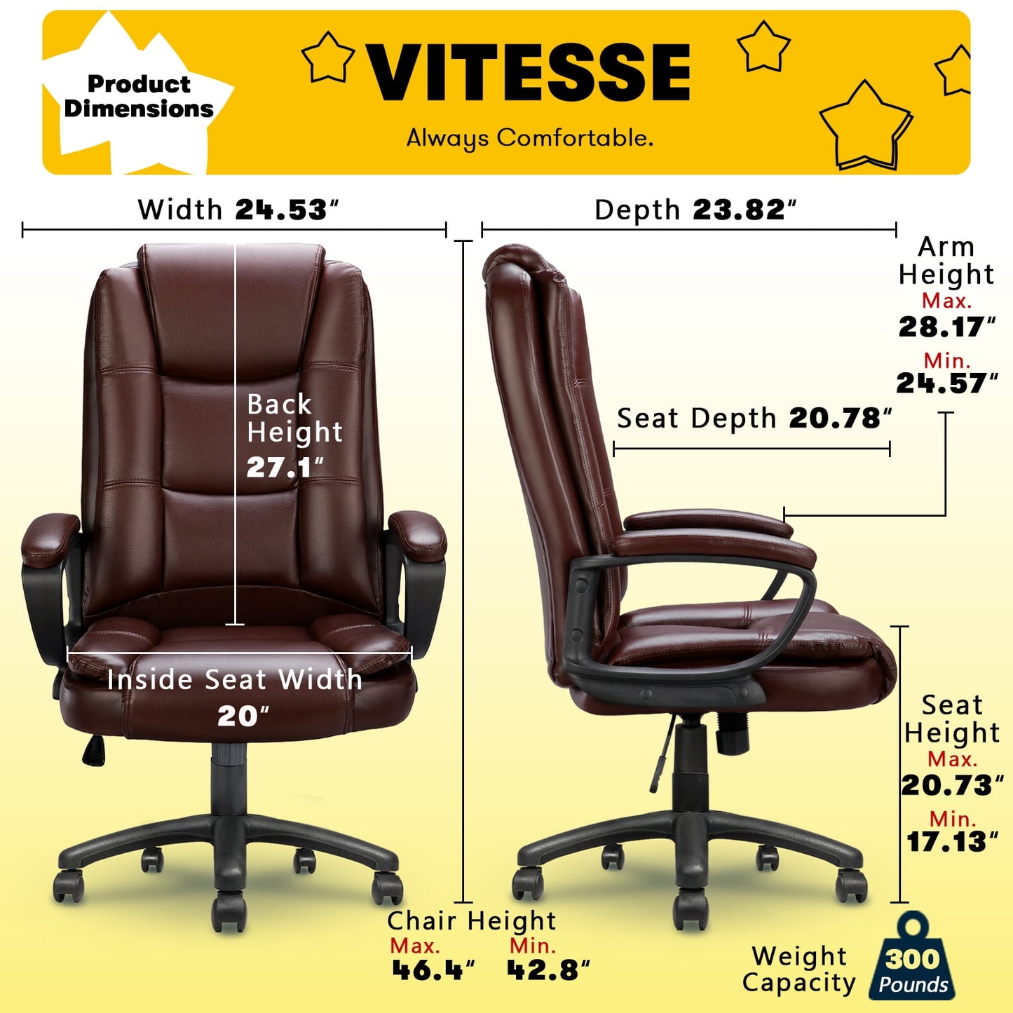 Bossin Big and Tall Home Office Computer chair for Adults, High Back Desk Chair for Heavy Duty 400 LBS
