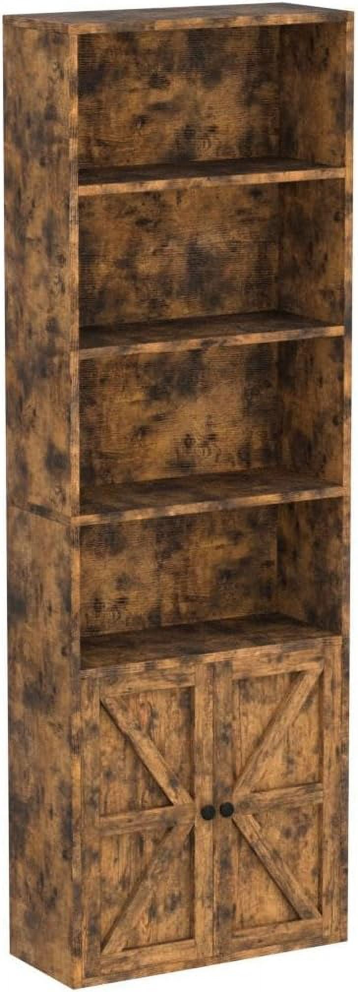 6 Tier Bookshelf and Bookcase Set of 2,Wooden Bookshelves with Cabinet Doors, Floor Bookshelves and Office Storage Cabinets for Home Office, Living Room,Brown