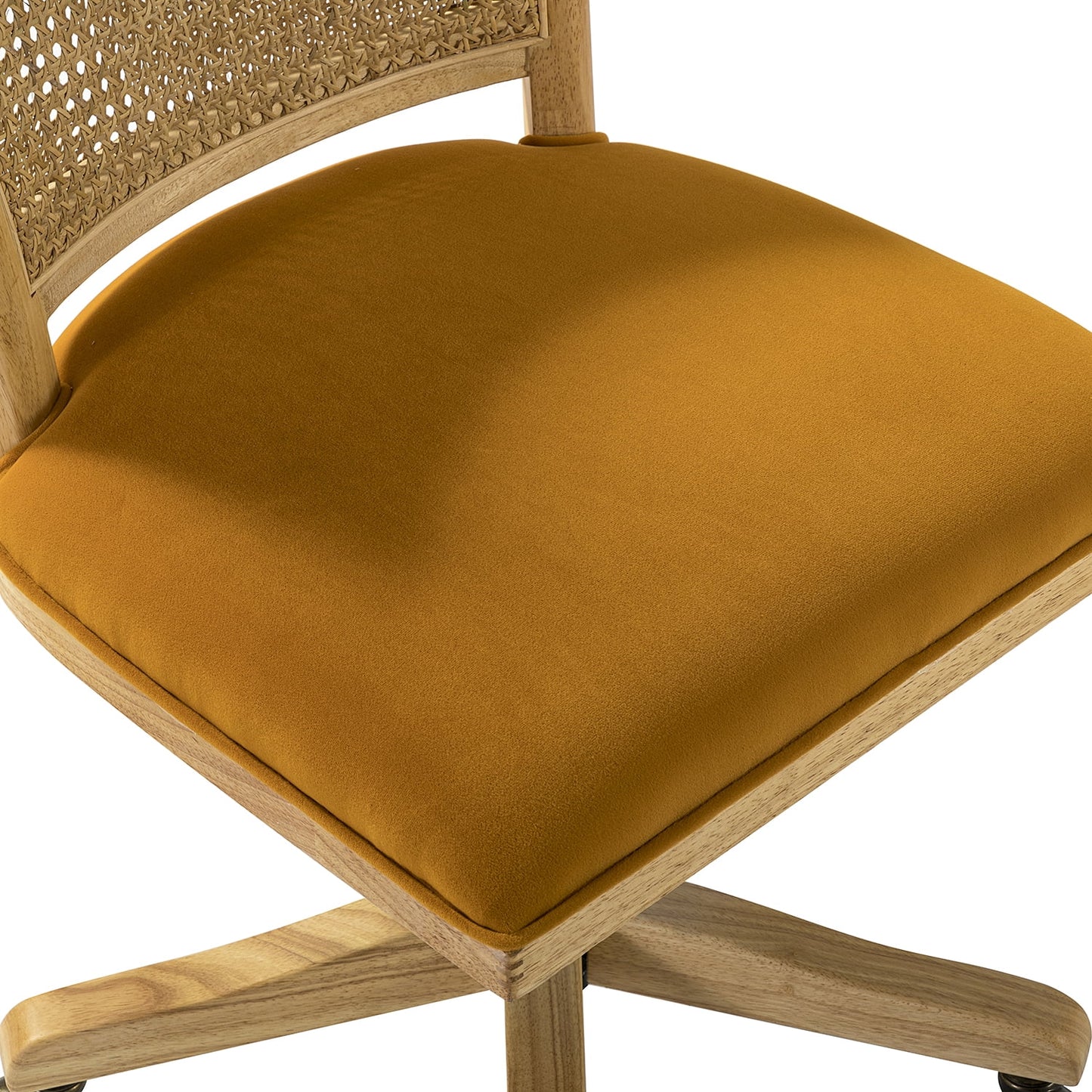 Contemporary Swivel Task Chair, Cute Rattan Back Office and Computer Chair for Adult, Yellow