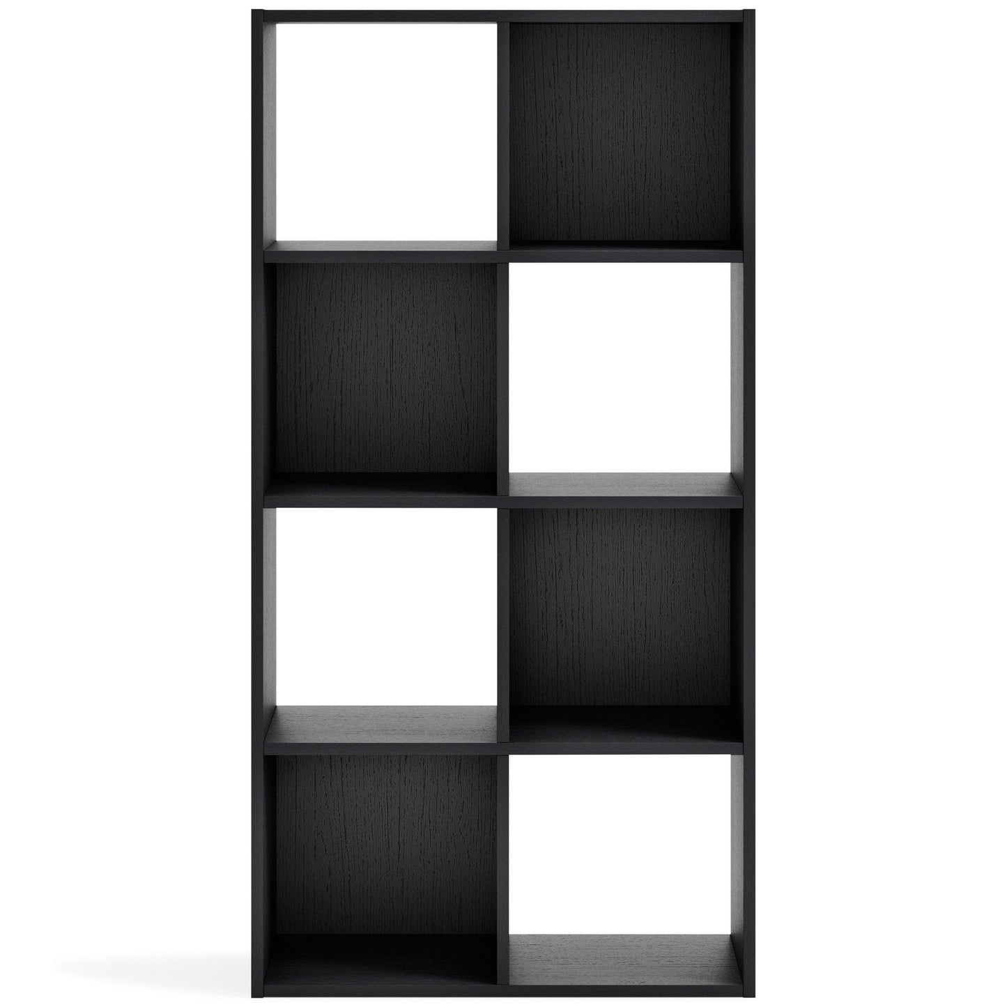 Zayla 48 Inch Tall Wood Bookcase Organizer 8 Cube Compartments Black - Saltoro Sherpi