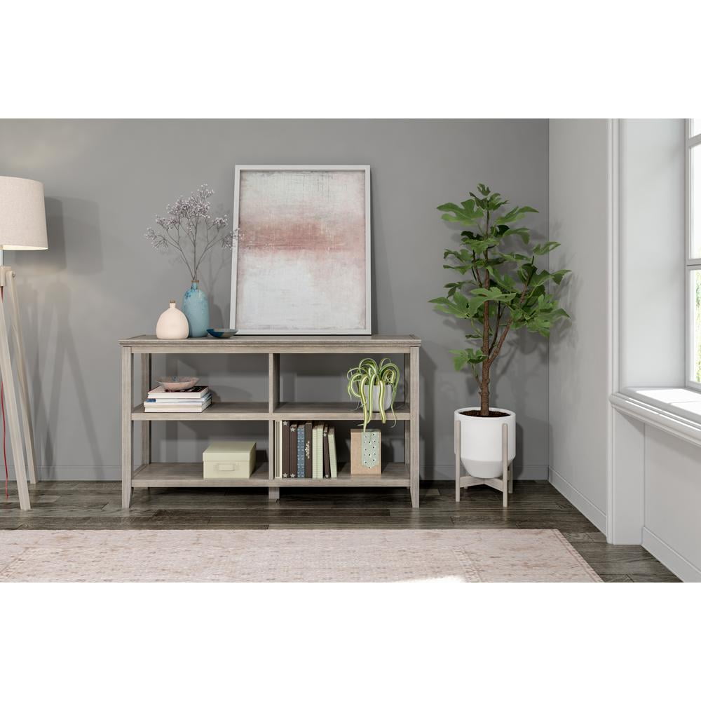 New Ridge Home Goods 2-tier Low Traditional Wooden Bookcase in Washed Gray