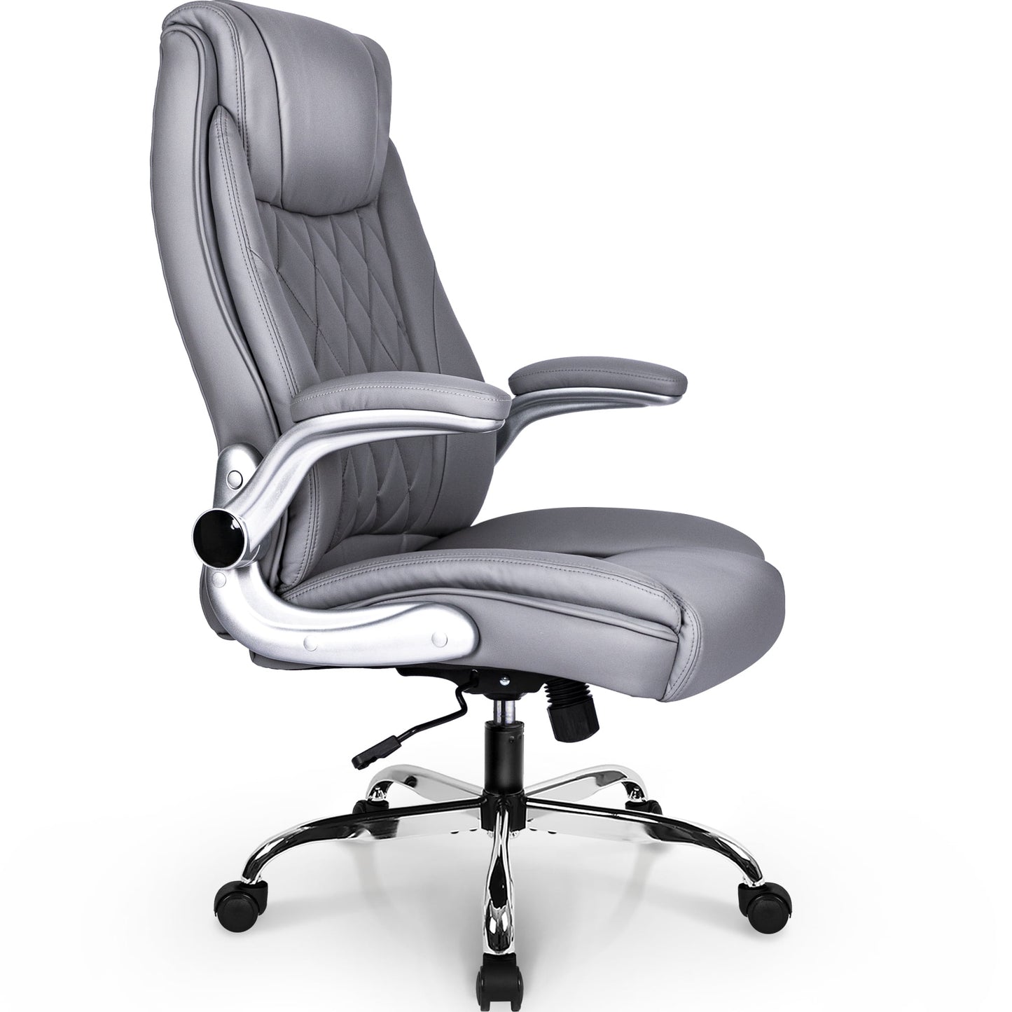 Neo Chair Chairman Ergonomic High Back Leather Computer Desk Executive Office Chair, Gray