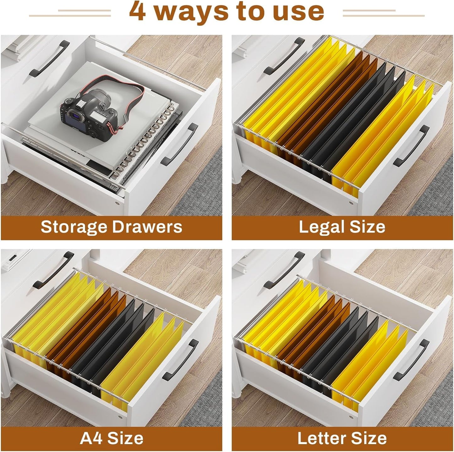 L Shaped 55in Gamer's Computer Desk with LED Lights, Adjustable Shelves, File Drawers & Headphone Hook