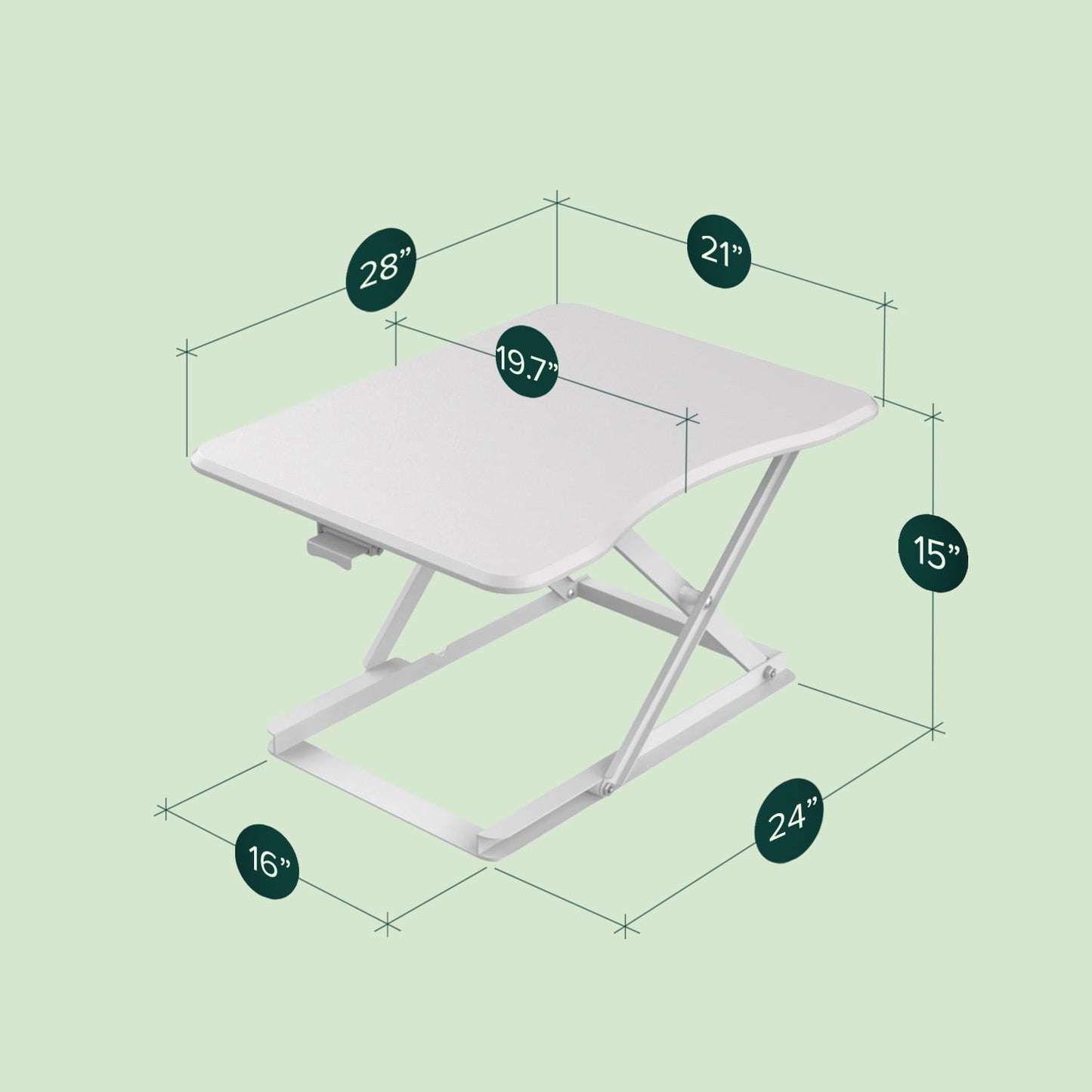 Zinus Molly 28in Standing Desk with Adjustable Height, White