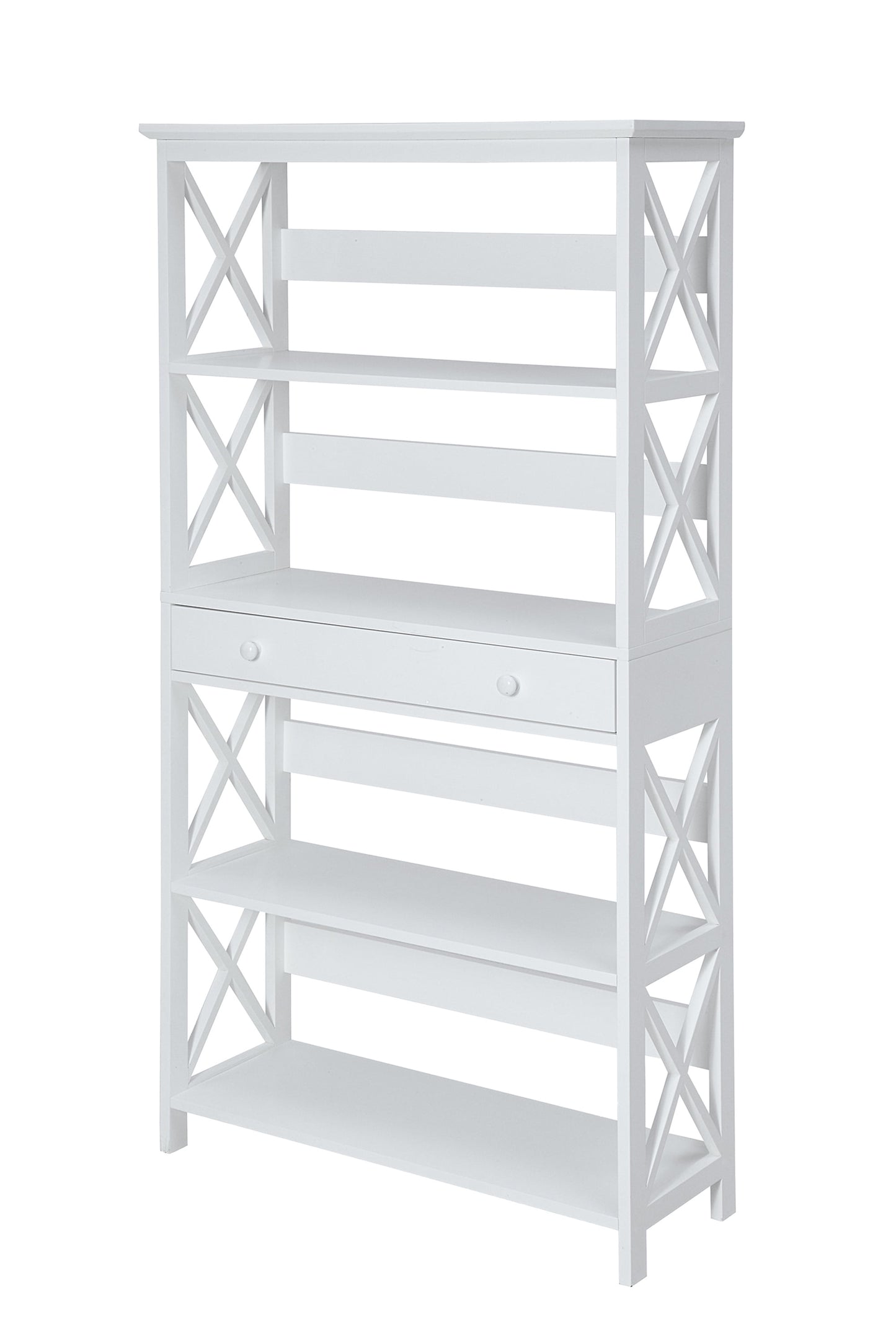 Convenience Concepts Oxford 5 Tier Bookcase with Drawer, White, All Ages