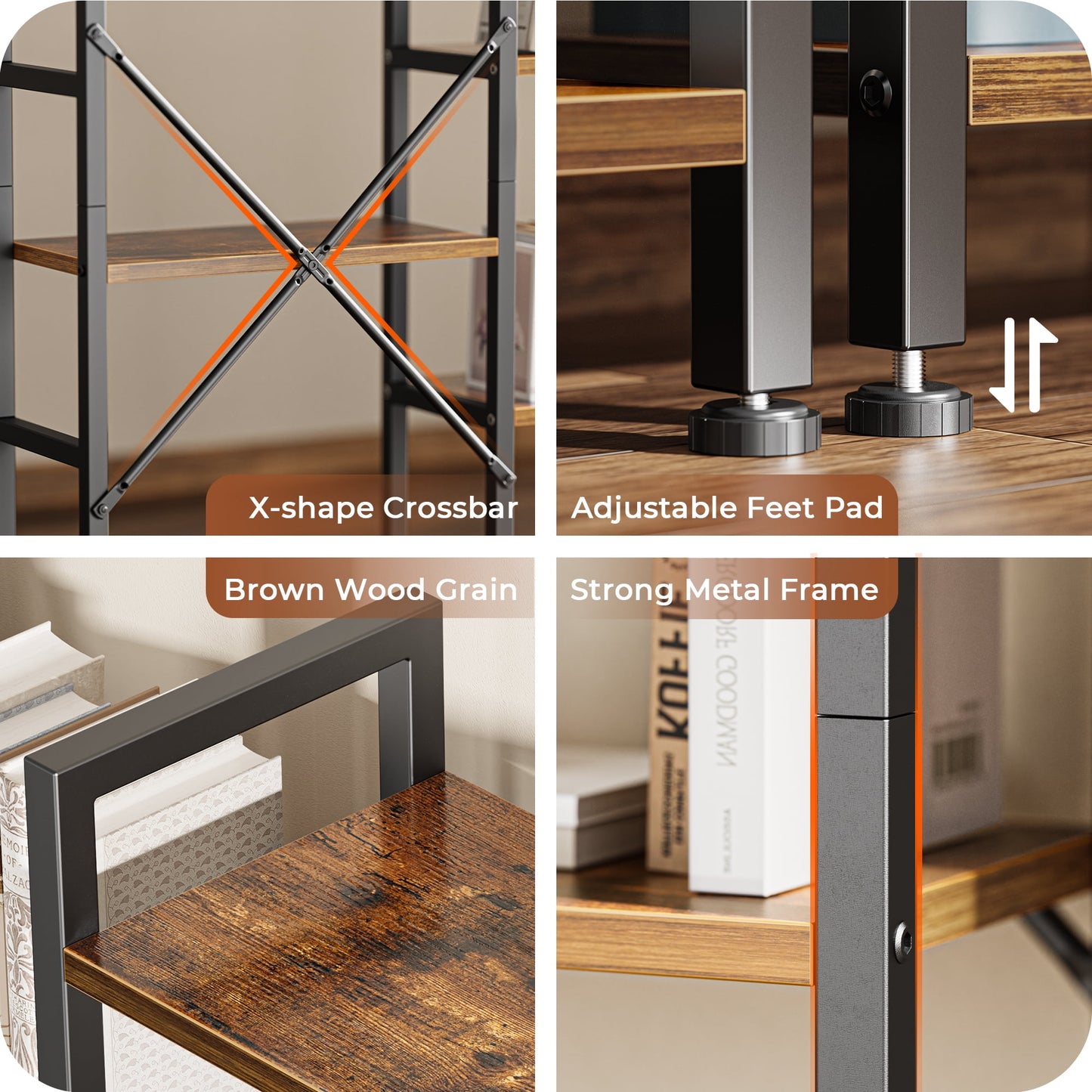 Extra Savings! SUPERJARE 6 Tier Bookshelf, Triple Bookcase with 17 Open Shelves, Wide Book Shelf Book Case for Living Room, Home Office, Rustic Brown - Walmart.com