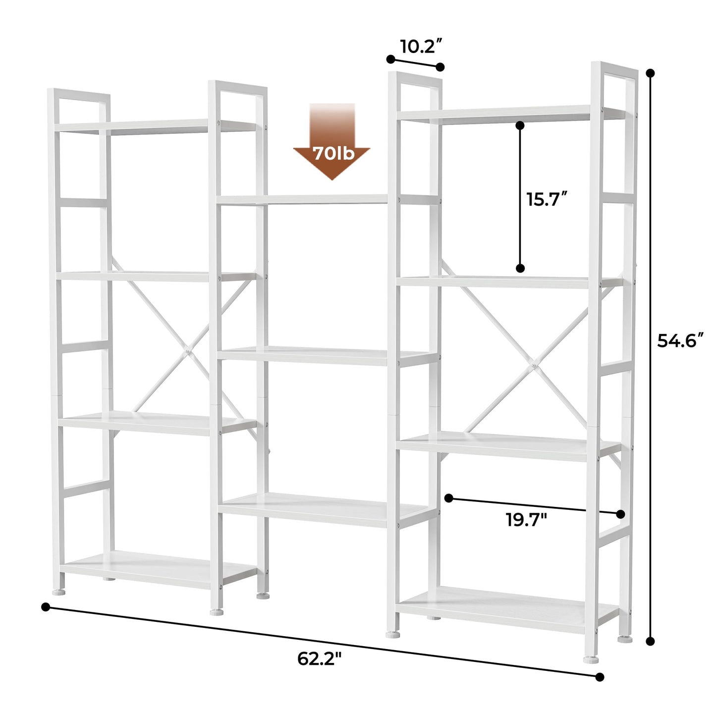 Extra Savings! 4 Tiers Industrial Bookcase and Bookshelf, Metal Wood 11 Display Shelves, Large Book Shelf for Living Room, Storage Shelf Organizer, Book Case in White - Walmart.com
