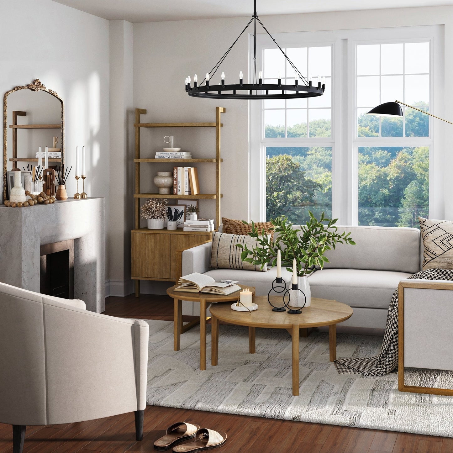 Nathan James Jasper 3-Shelf Solid Wood Boho Bookshelf, Wall Mounted Bookshelf with Cabinet with Fluted Doors, Light Brown