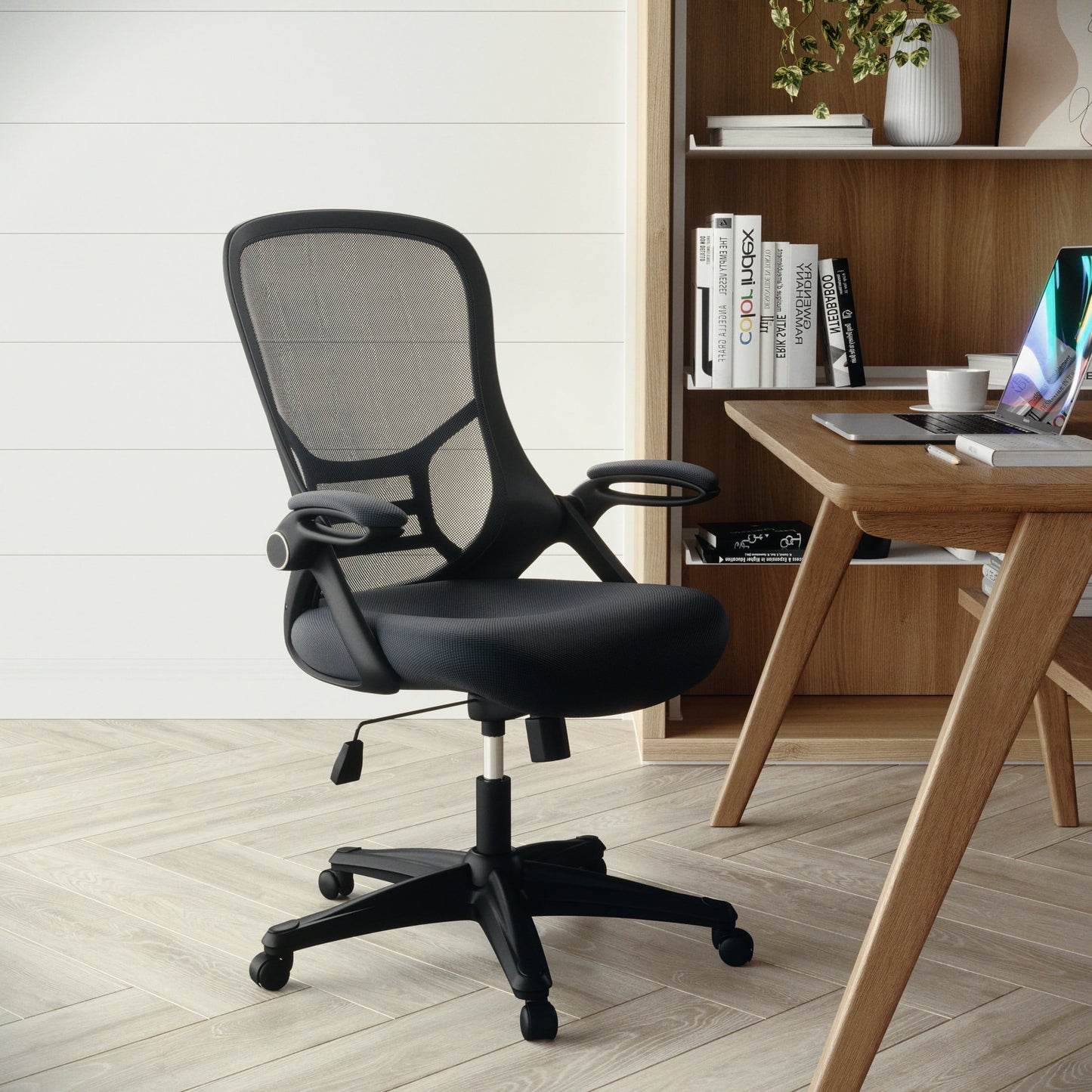 Flash Furniture Porter Ergonomic Mesh High-Back Swivel Office Chair with Flip-Up Armrests, Gray