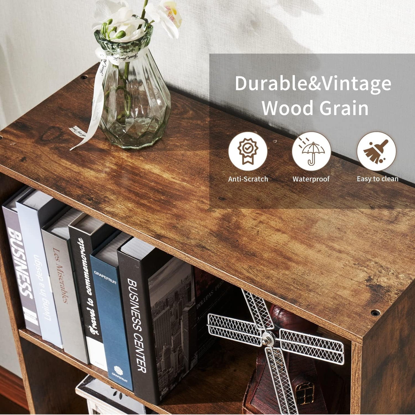 6 Tier Bookshelf and Bookcase Set of 2,Wooden Bookshelves with Cabinet Doors, Floor Bookshelves and Office Storage Cabinets for Home Office, Living Room,Brown