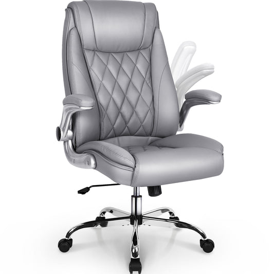 Neo Chair Chairman Ergonomic High Back Leather Computer Desk Executive Office Chair, Gray