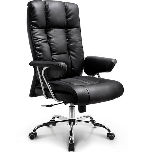NEO CHAIR Comfortable PU Leather Office Computer Desk Chair with Recline, Black