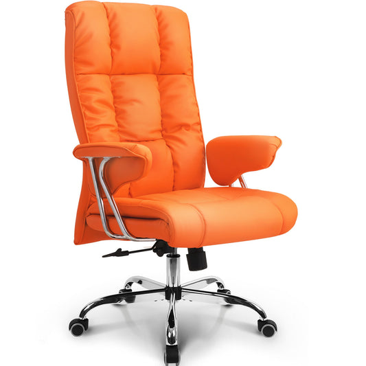 NEO CHAIR Comfortable PU Leather Office Computer Desk Chair with Recline, Orange