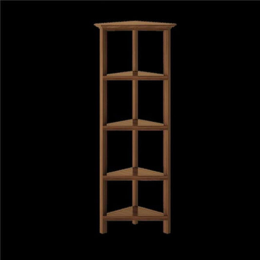 New Ridge Home Goods 4-tier Corner Traditional Wooden Bookcase in Walnut