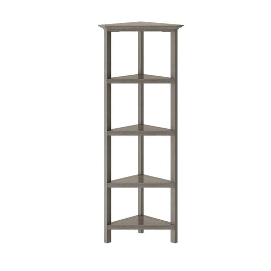 New Ridge Home Goods 4-tier Corner Traditional Wooden Bookcase in Washed Gray