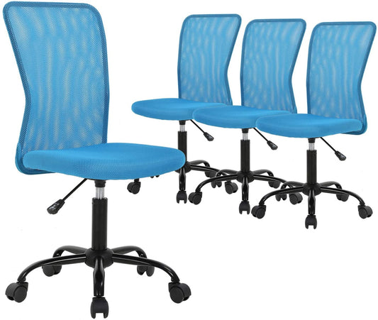 BestOffice Ergonomic Office Chair, Lumbar Support, Swivel Rolling for Men, Women, 4 pack(Blue)