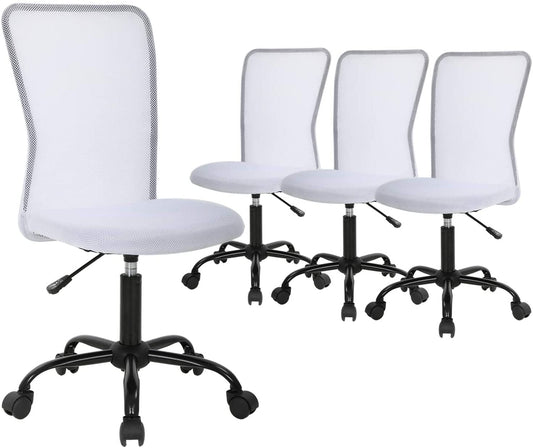 BestOffice Ergonomic Office Chair, Lumbar Support, Swivel Rolling for Men, Women, 4 Pack(White)