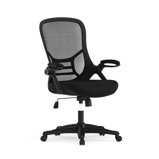Flash Furniture Porter Ergonomic Mesh High-Back Swivel Office Chair with Flip-Up Armrests, Black
