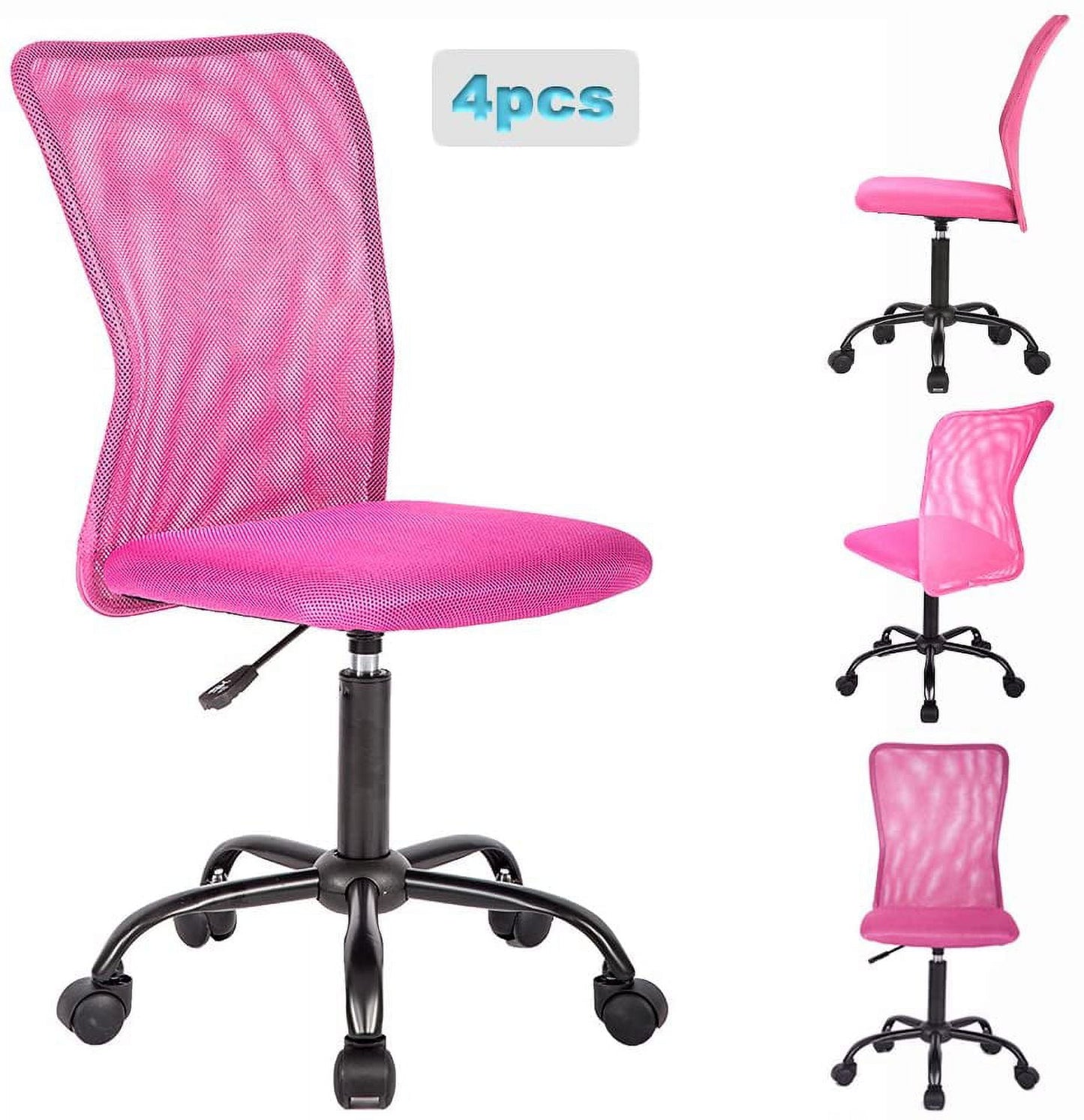 BestOffice Ergonomic Office Chair, Lumbar Support, Swivel Rolling for Women, 4 pack(Pink)