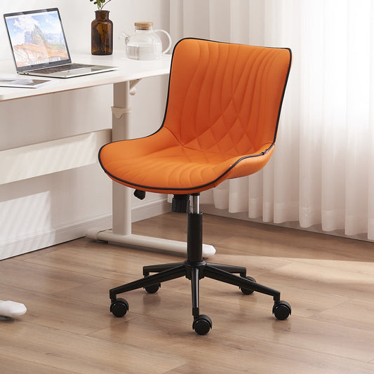 YOUNIKE Modern Office Chair with Wheels Adjustable Ergonomic Desk Task Chair in Mid-Back Orange PU Design