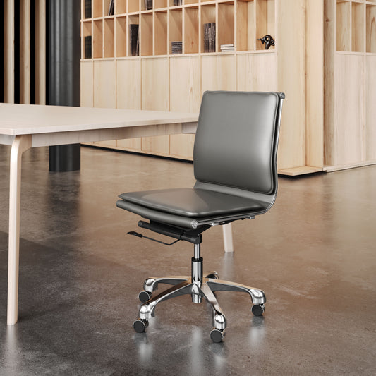 ZUO Lider Plus Armless Office Chair Gray