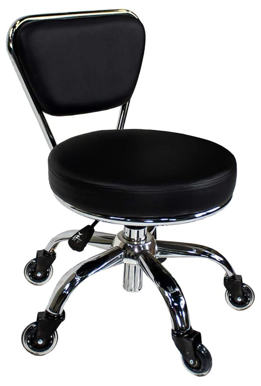 ZanQee Dayton Garage Rolling Seat (Black Upgrade Casters) Pneumatic, Short Stool with Adjustable Height 13in-15in, Perfect for Garage Task, Home Cleaning, Bathroom Short Seat, Technician Task