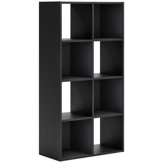 Zayla 48 Inch Tall Wood Bookcase Organizer 8 Cube Compartments Black - Saltoro Sherpi