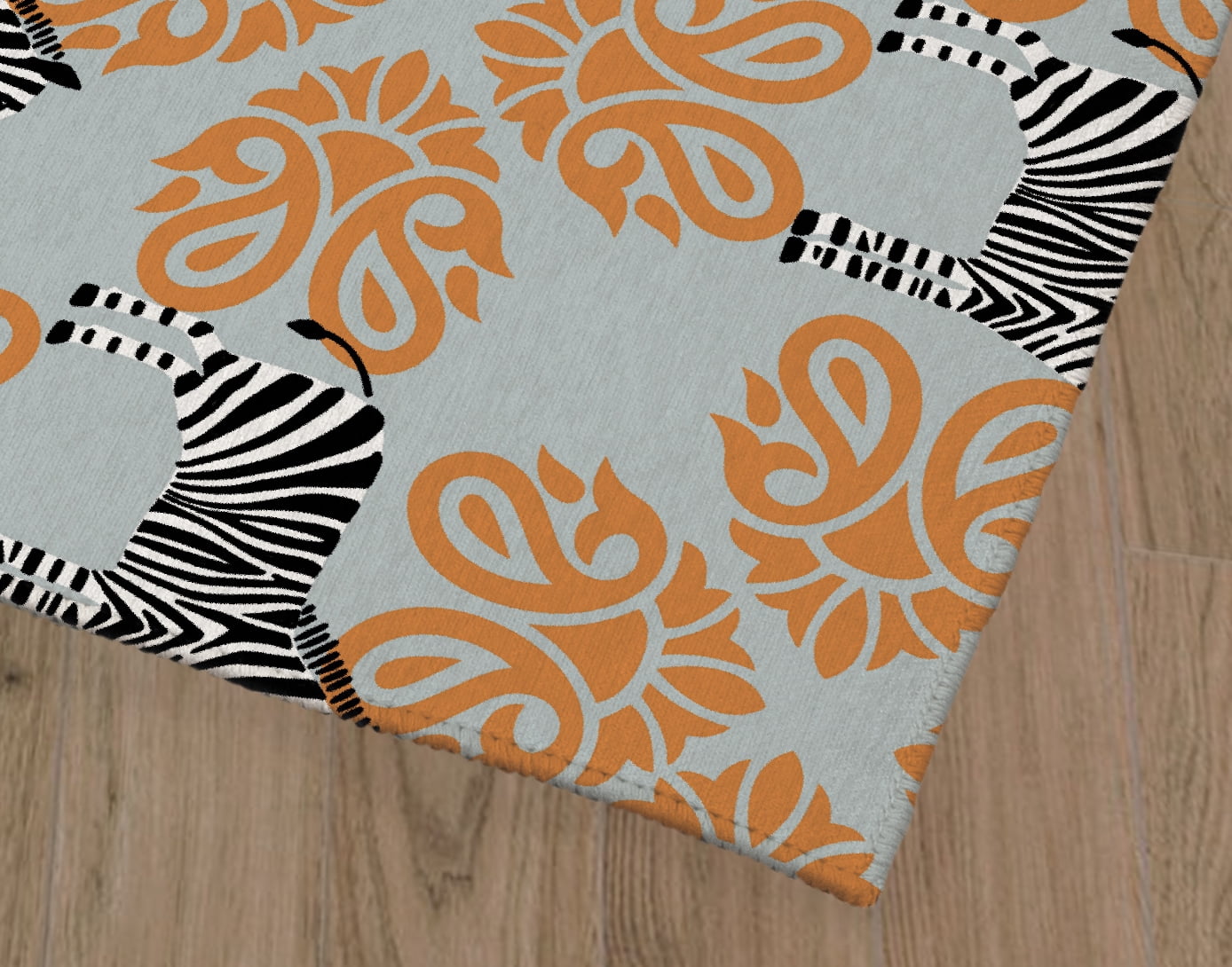Zebra Herd Blue Grey Office Mat by Kavka Designs