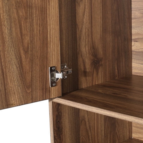 Zoeye 6 Cube Wood Storage Cabinet with Door and 4 Shelves, Unit Freestanding Display Shelves, Dark Brown