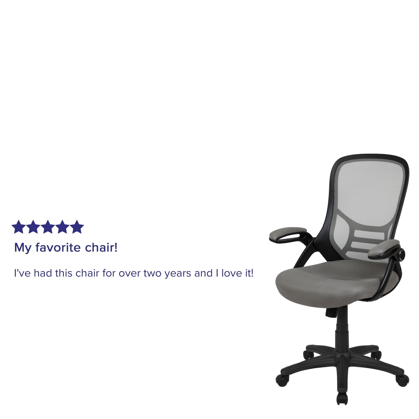 Flash Furniture Porter Ergonomic Mesh High-Back Swivel Office Chair with Flip-Up Armrests, Gray