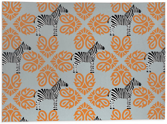 Zebra Herd Blue Grey Office Mat by Kavka Designs
