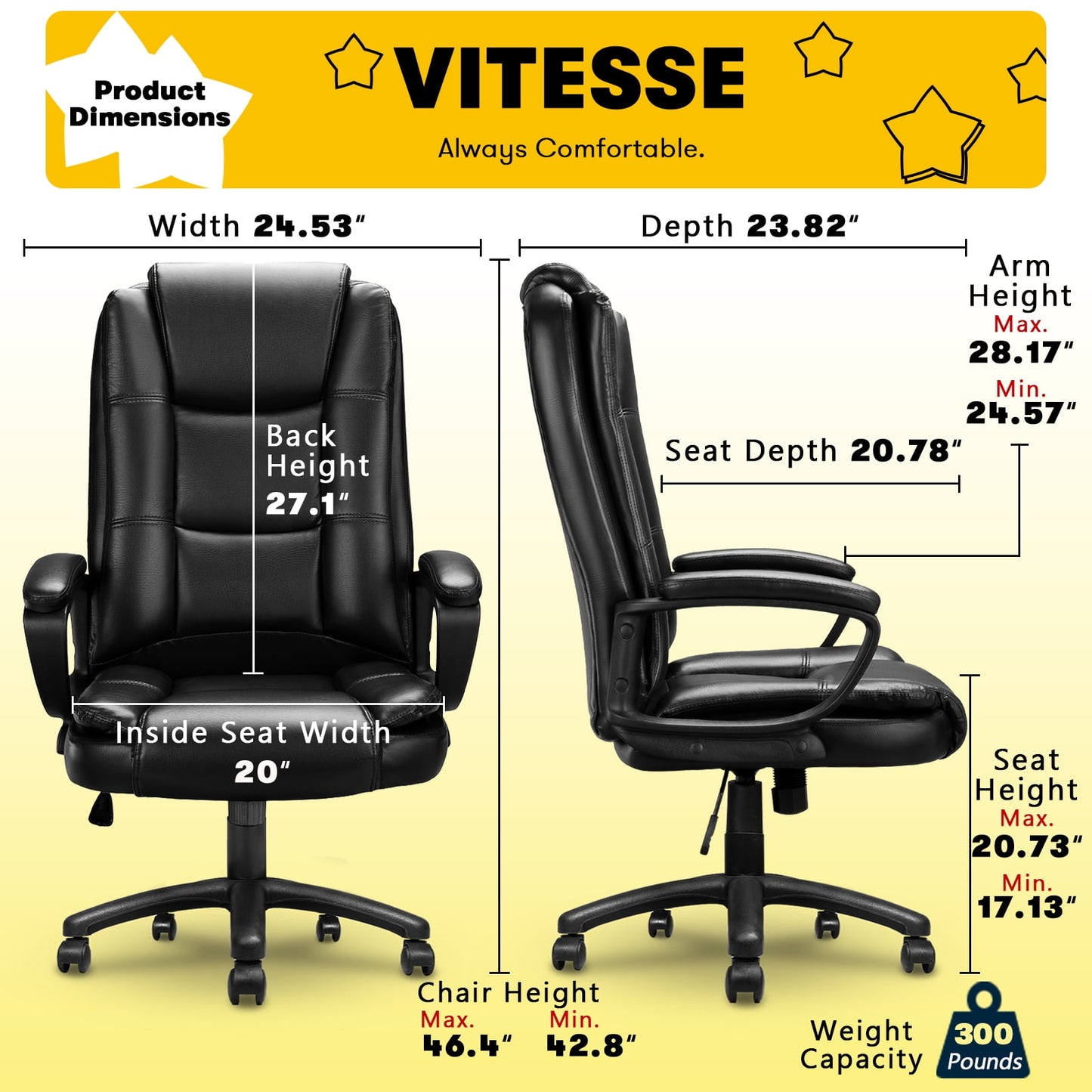 Bossin Big and Tall Home Office Computer chair for Adults, High Back Desk Chair for Heavy Duty 400 LBS